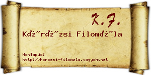 Körözsi Filoméla névjegykártya